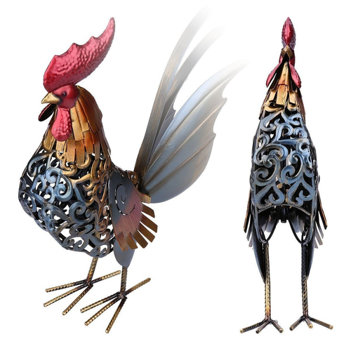 庭置き物 屋外置き物 にわとり アイアン 鉄 金属 アート 動物 鳥
