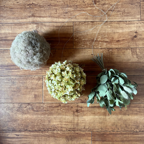 秋色紫陽花のフラワーボール☆フライングボール☆ドライフラワーボール フライングフラワーボールの作り方【Hanging flower ball