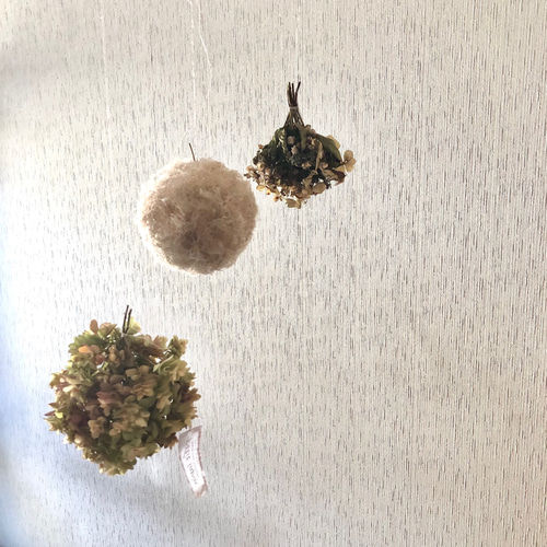 ユーカリとスモークツリー の大きめフライングボール　アンティーク紫陽花 82617395e3fa55b78b1a9821876d79