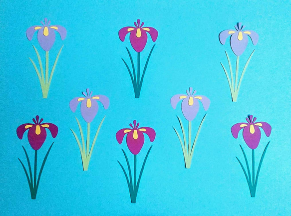 壁面飾り 菖蒲 サイズ変更可 5月 季節の花 季節飾り ラミネート可 壁面