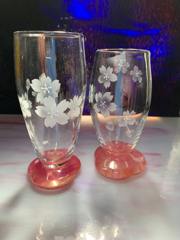 桜のグラス(小) サンドブラスト 1枚目の画像