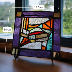 ステンドグラスパネル　サンキャッチャー　インテリア雑貨　ガラスギフト　ギフトアイデア　お母さんの日　一点物　送料無料 8枚目の画像