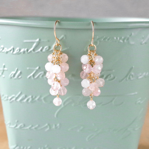 4月の誕生石】モルガナイトのピアス(14kgf) ピアス（フック・チェーン  