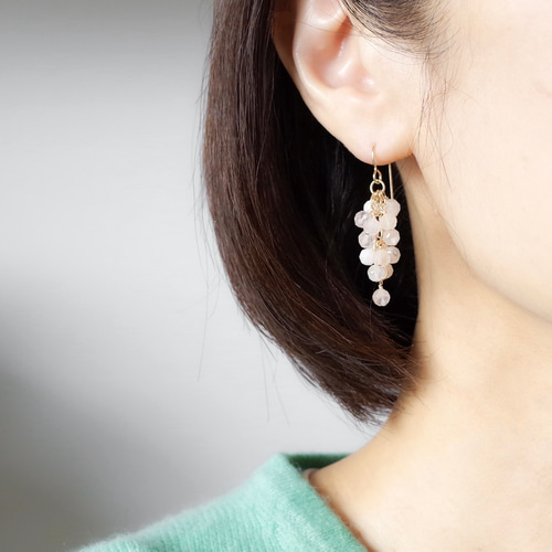 4月の誕生石】モルガナイトのピアス(14kgf) ピアス（フック・チェーン  