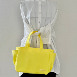 【Sサイズ】レモン　8号倉敷帆布使用　手提げバッグ   黄色　小さめバッグ　akaneko 2枚目の画像