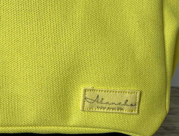 【Sサイズ】レモン　8号倉敷帆布使用　手提げバッグ   黄色　小さめバッグ　akaneko 8枚目の画像