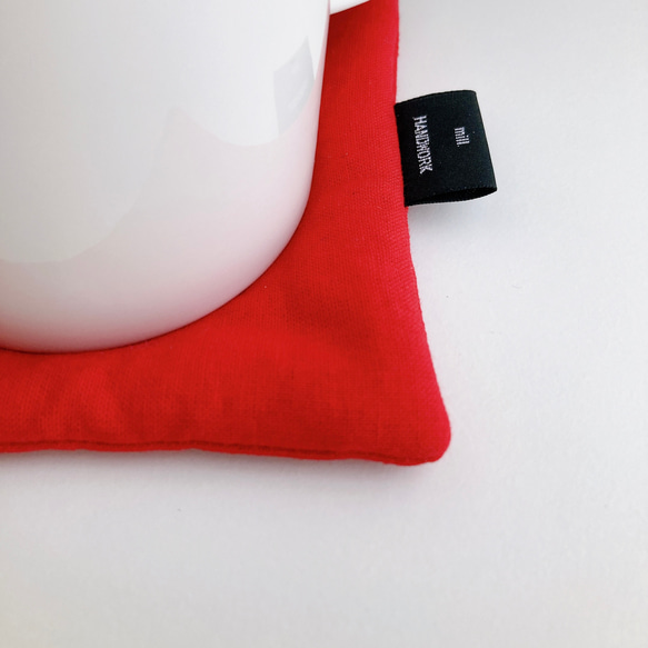 コースター　布　赤　シンプル　北欧　ギフト 5枚目の画像