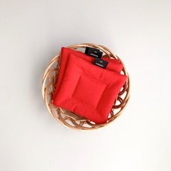 コースター　布　赤　シンプル　北欧　ギフト 6枚目の画像