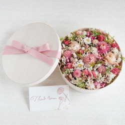 【母の日・ギフト】春色ピンクのドライフラワーボックス　プレゼント 2枚目の画像