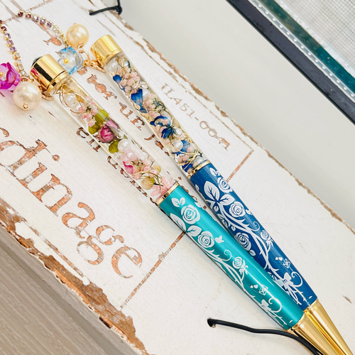 お名前入り可❀.春デザイン❀.ハーバリウムボールペン✿.•¨•替え芯1本  