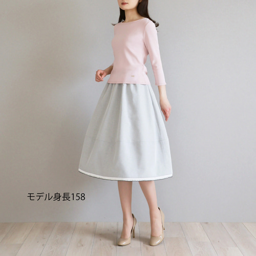 ウエストゴムでらくちん◎】スカラップ ふんわりスカート【ライト