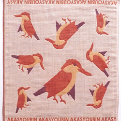 ToriTori大阪泉州製4重ガーゼハンカチ　アカショウビン　サイズ34ｃｍ角　綿100％　大阪泉州製 2枚目の画像