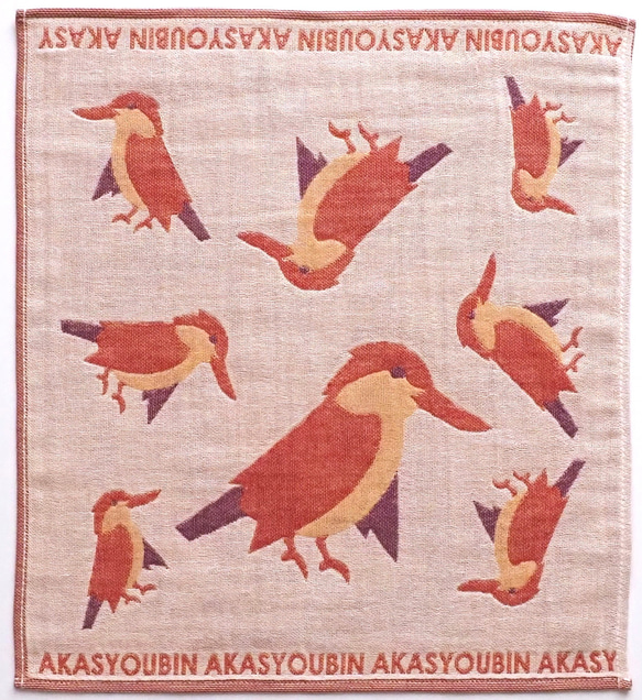 ToriTori大阪泉州製4重ガーゼハンカチ　アカショウビン　サイズ34ｃｍ角　綿100％　大阪泉州製 2枚目の画像