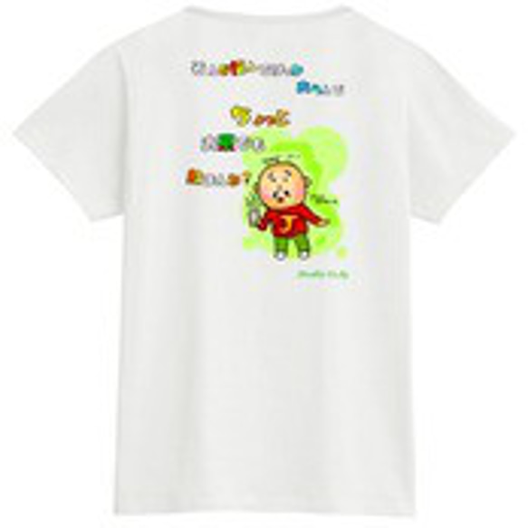 ちょっとお茶でも：プリントスターTシャツ（レディース：白） 5枚目の画像