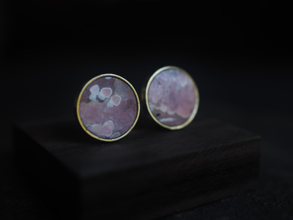 rhodochrosite brass earring (hanadukiyo) 11枚目の画像