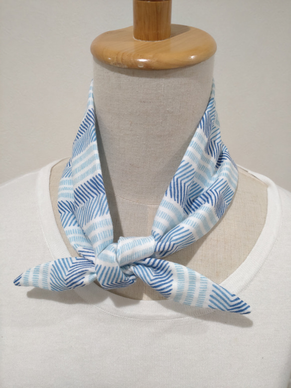 ダブルガーゼ スカーフ 変形ストライプ ホワイト スカーフ・バンダナ