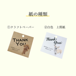 【オーダーメイド】ペットの写真入りThank youタグ（クラフト紙・白色）20枚セット　結婚式のプチギフトにも 2枚目の画像