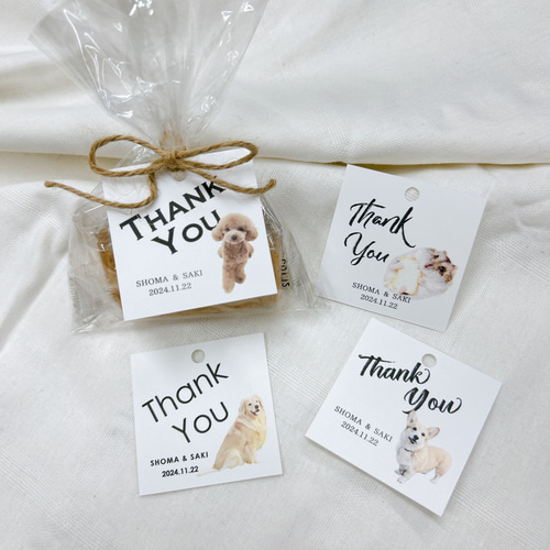 オーダーメイド】ペットの写真入りThank youタグ（クラフト紙・白色
