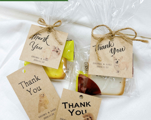 オーダーメイド】ペットの写真入りThank youタグ（クラフト紙・白色