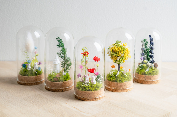 【進学・卒業ギフトにオススメ】パステルブルー_プチ・てのリウム 《プリザーブド苔テラリウム》 11枚目の画像