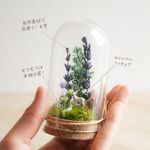 【進学・卒業ギフトにオススメ】パステルブルー_プチ・てのリウム 《プリザーブド苔テラリウム》 6枚目の画像