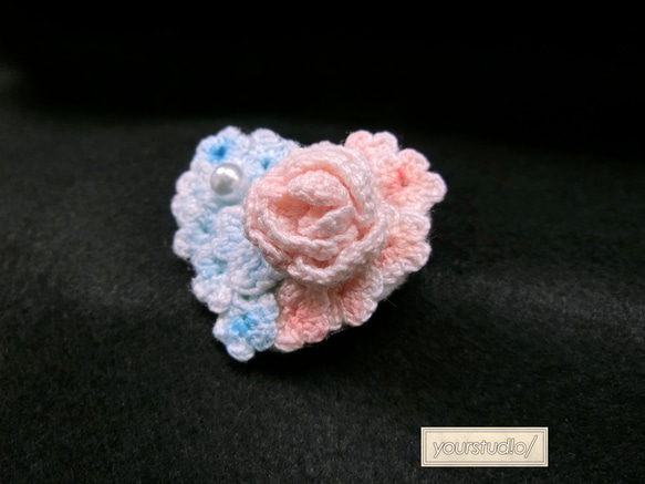 [お値下げ]レース編みのフラワーブローチ - small flower brooch "pulsation" - 3枚目の画像