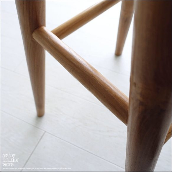 チーク無垢材 バースツールSliv/03 椅子 カウンターチェア ハイスツール イス 素朴 プリミティブ 無垢材家具 6枚目の画像