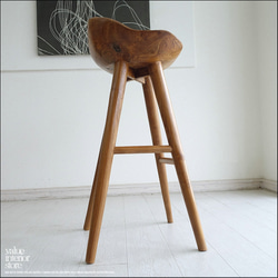 チーク無垢材 バースツールSliv/03 椅子 カウンターチェア ハイスツール イス 素朴 プリミティブ 無垢材家具 5枚目の画像