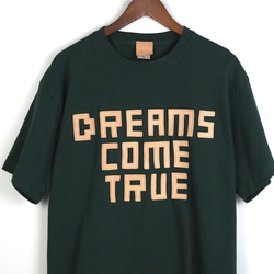 レザーパッチ「DREAMS COME TRUE」の 半袖 Tシャツ（5色）牛革 ワッペン 4枚目の画像