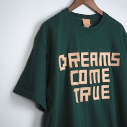 レザーパッチ「DREAMS COME TRUE」の 半袖 Tシャツ（5色）牛革 ワッペン 1枚目の画像