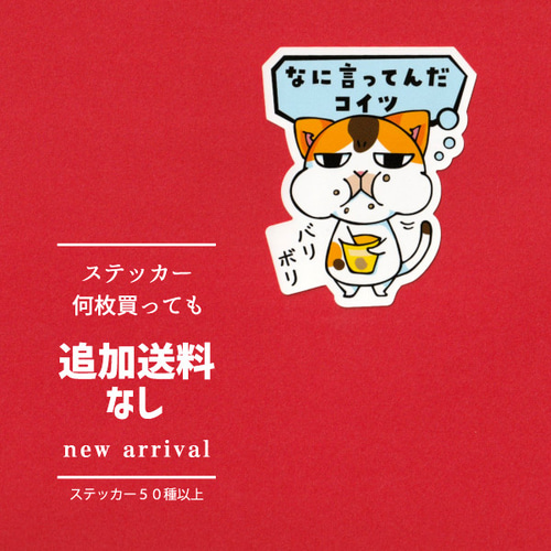 猫ステッカー なに言ってんだコイツ シール・ステッカー まめまめ工房