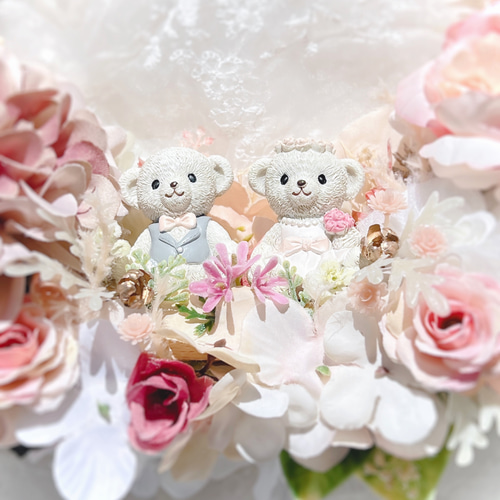 白,ピンク系)30cmフラワーリース❁︎アーティフィシャルフラワー-5