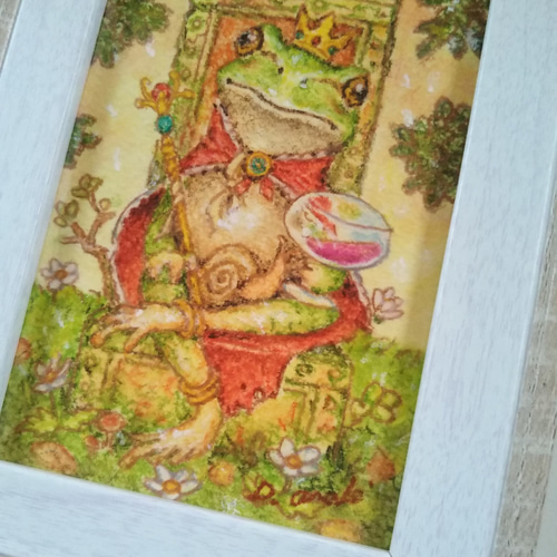 ✴️特別価格【原画】『碧眼のギロ』（カエル 絵画 パステル画） 高ぶる