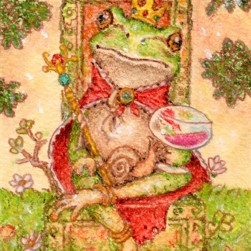 原画】『暁のカエル王』（絵画 パステル画 かえる） 絵画 D.アラキ
