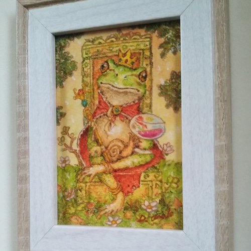 ⭐️はせがわゆうじ⭐️原画　カエル 原画】『暁のカエル王』（絵画 パステル画 かえる） 絵画 D.アラキ