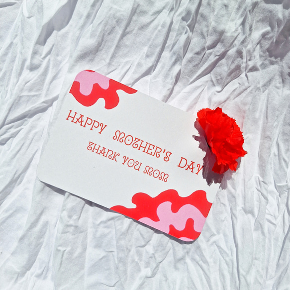 《母の日早割2024》ヘアクリップ　ピンク　桜ピンク　チェック　送料無料　カーネーションカード付き　花モチーフ 5枚目の画像