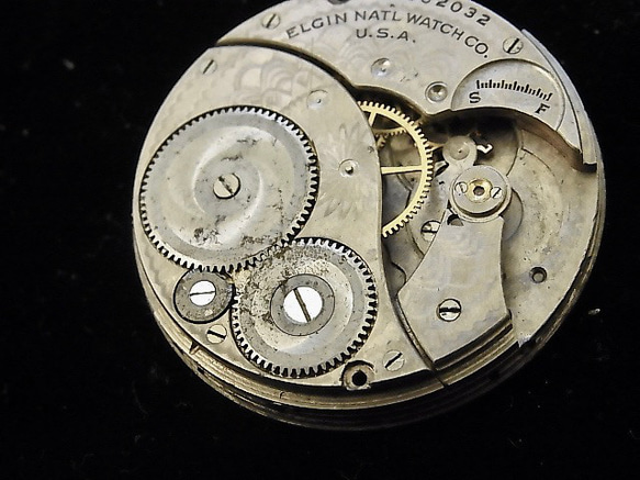 本物志向。1922年製造のエルジン懐中時計ジャンクです。　jw-412 4枚目の画像