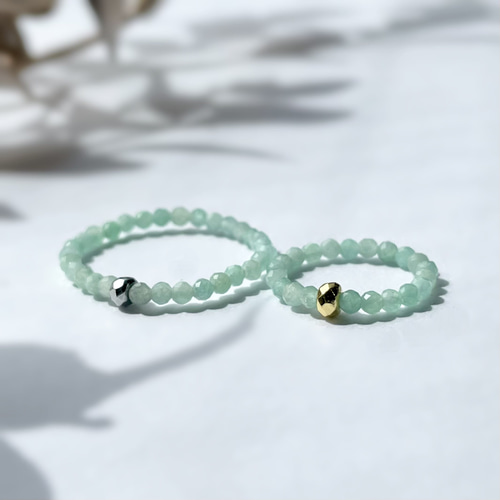 エメラルド 天然石目印リング * ヘマタイト ミントグリーン リング