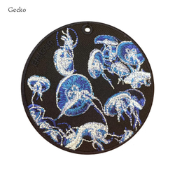刺繍キーホルダー キーホルダー クラゲ 海月 くらげ 海 入学祝い 海の生き物 母の日ギフト 両面刺繍 or-207 6枚目の画像