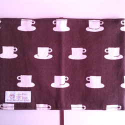 文庫本カバー（コーヒーカップ、ブラウン×白、タグ） 3枚目の画像