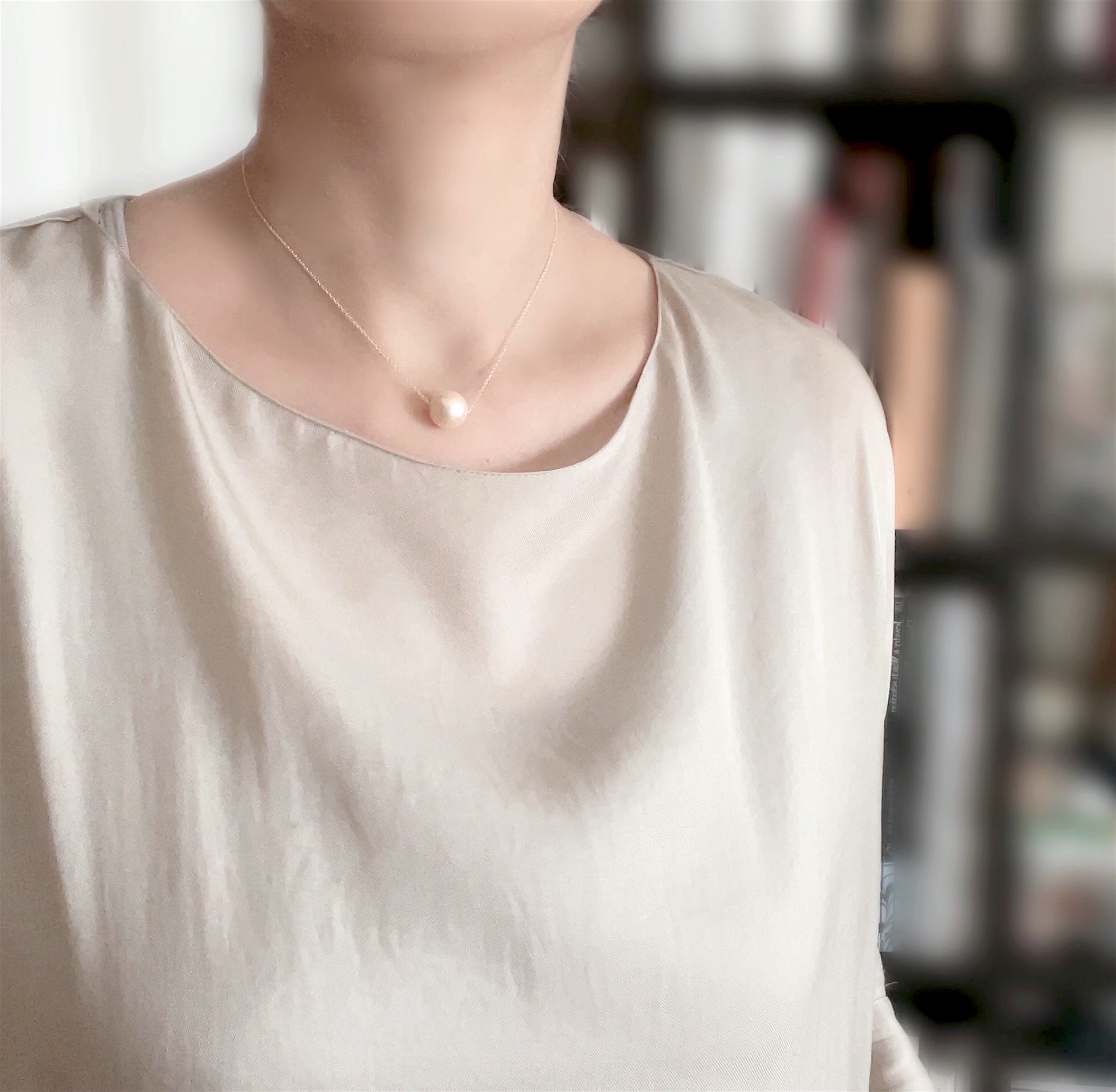 大粒淡水真珠  エジソンパール　スルーペンダント(K14gf)12.5mm