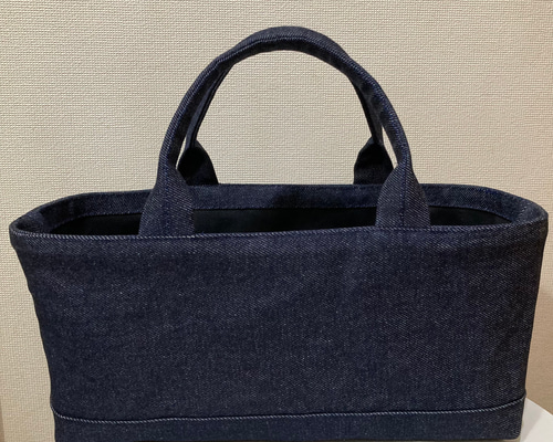横長トートバッグ デニム 小さなトートバッグ ハンドメイド