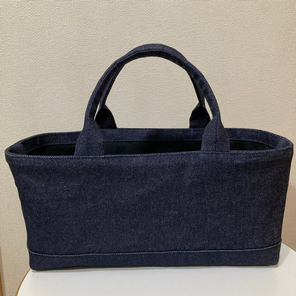 横長トートバッグ デニム 小さなトートバッグ ハンドメイド