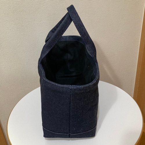 横長トートバッグ デニム 小さなトートバッグ ハンドメイド