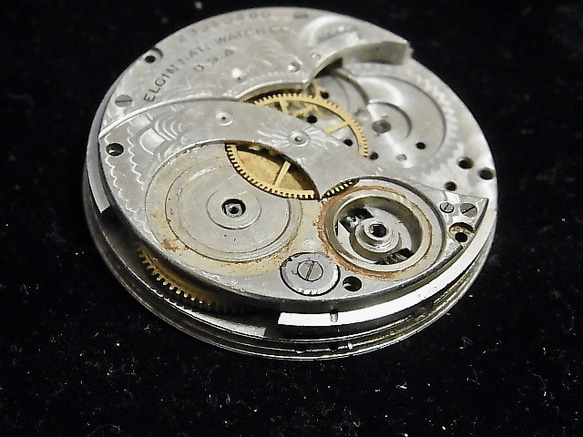 本物志向。1919年製造のエルジン懐中時計ジャンクです。　jw-414 5枚目の画像