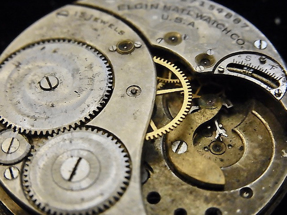 本物志向。1923年製造のエルジン懐中時計ジャンクです。　jw-415 7枚目の画像