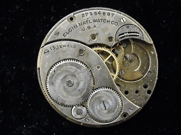 本物志向。1923年製造のエルジン懐中時計ジャンクです。　jw-415 1枚目の画像