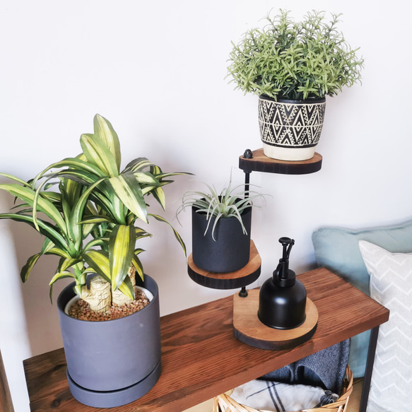 「BIGサイズ」小さなしずくのスタンドシェルフ （フチ無し） / 角置き ブラウン / アイアン 2枚目の画像