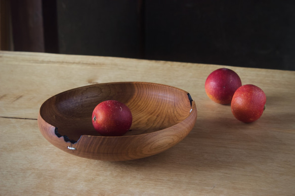 wooden bowl 21cm ヤマザクラのウッドボウル 木製サラダボウル 1枚目の画像