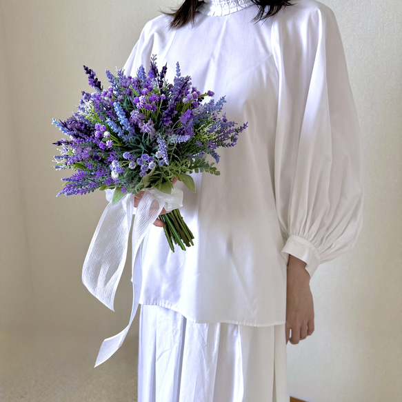 ハンドメイド ラベンダー ブーケ ラベンダーのクラッチブーケ （ウエディングブーケ仕様） 結婚式